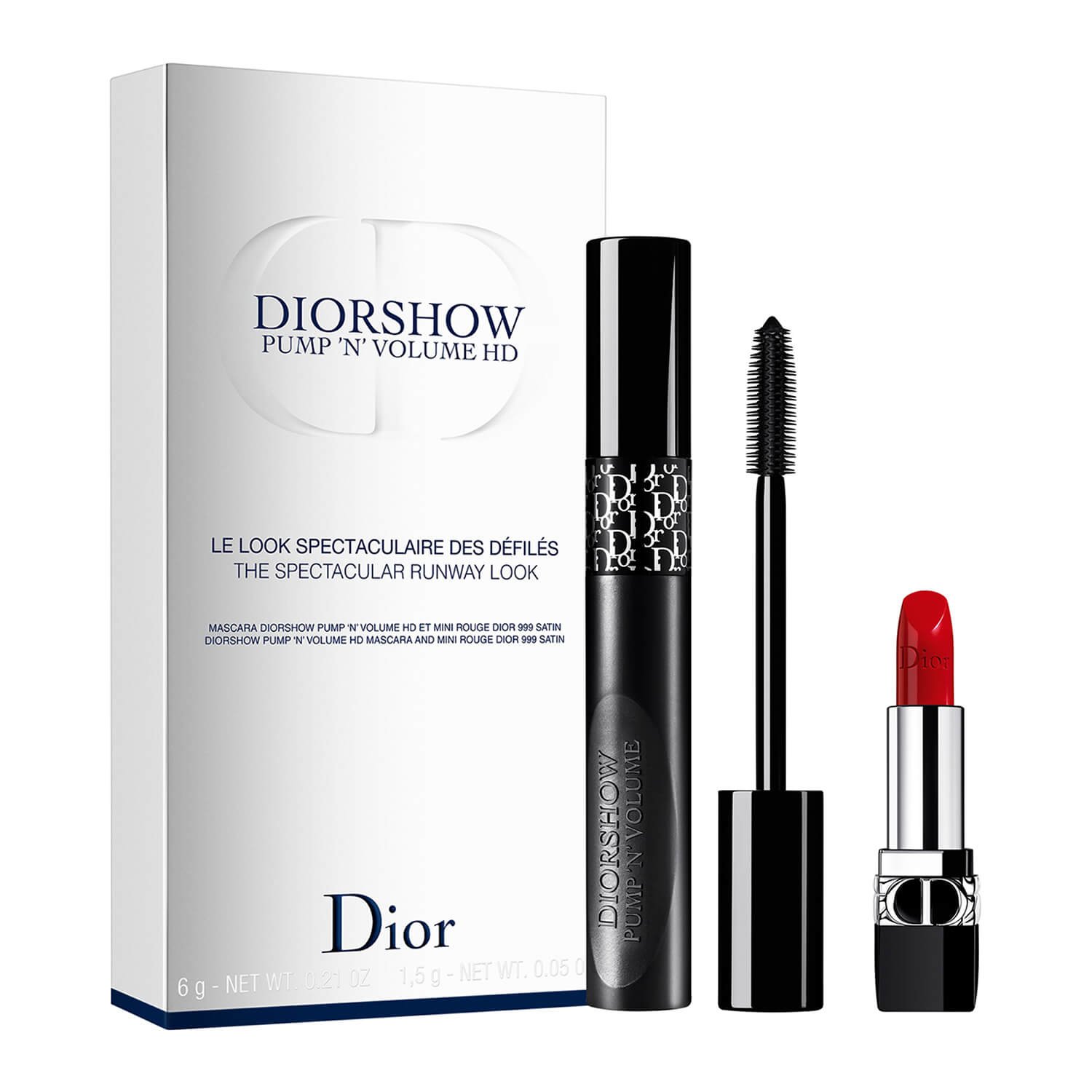 Máscara Pump'n'Volume HD 090 Black + 1 Miniatura batom Rouge Dior 999