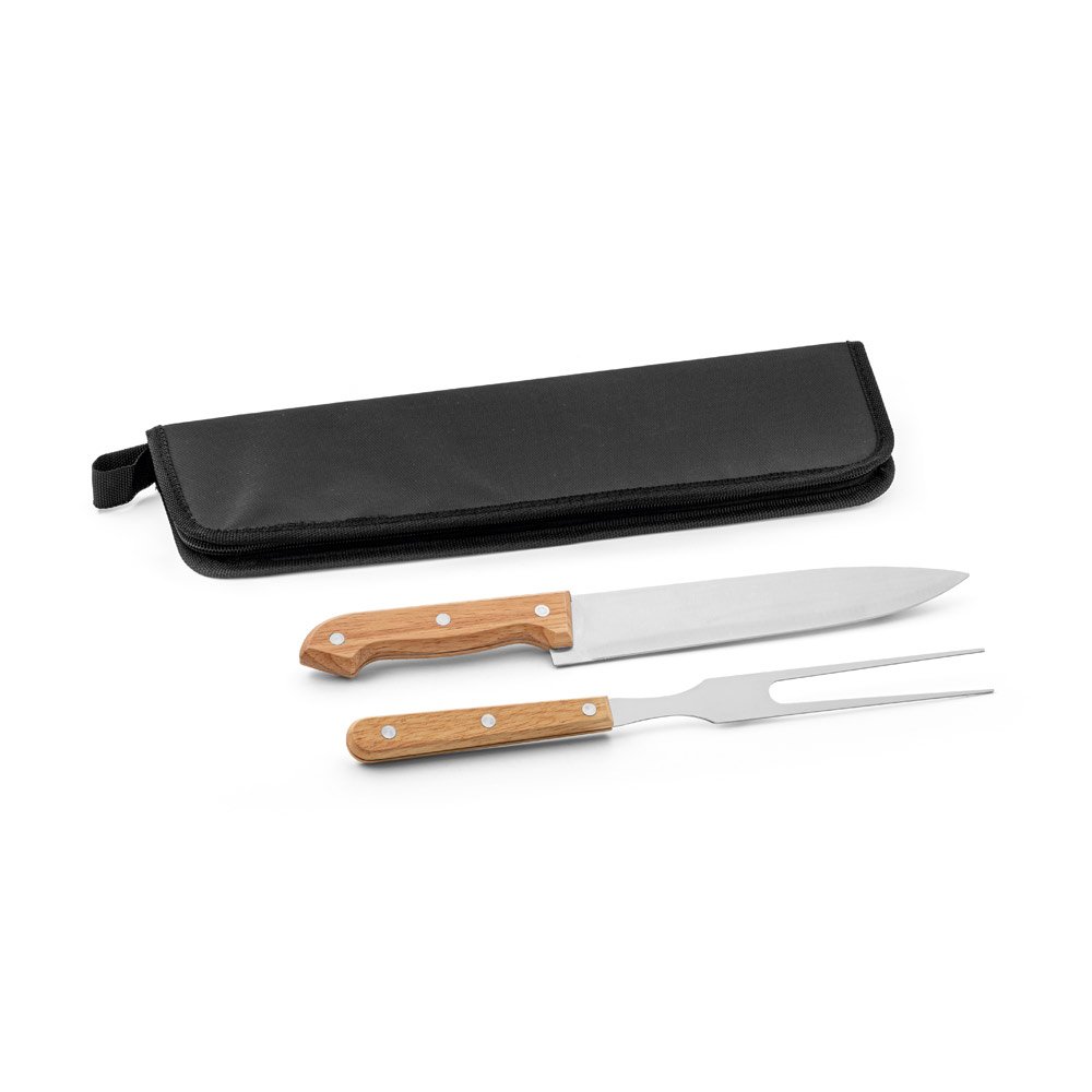 CUBAT. Kit churrasco em estojo em 210D com 2 utensílios em aço inox e madeira seringueira - Imagem 6