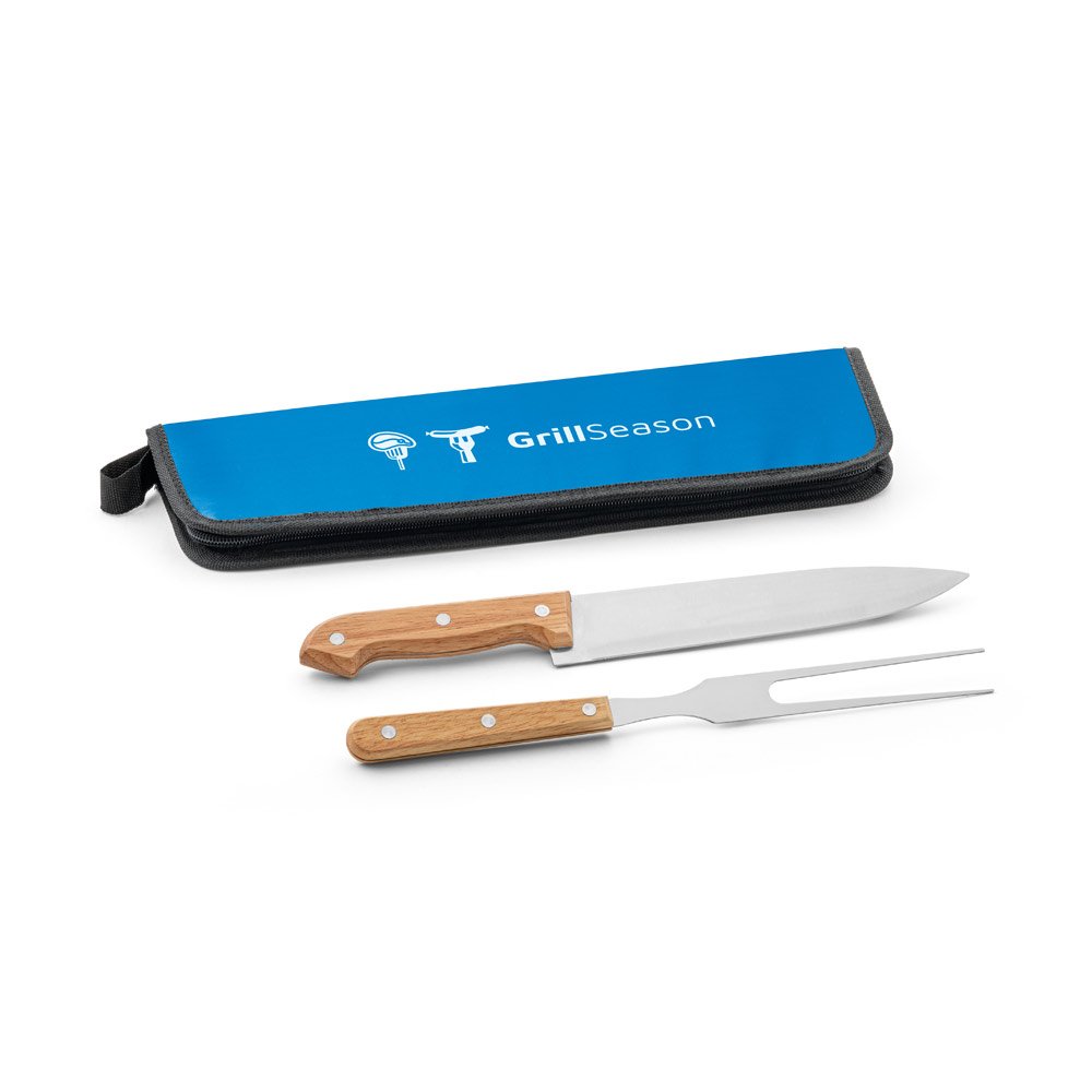 CUBAT. Kit churrasco em estojo em 210D com 2 utensílios em aço inox e madeira seringueira - Imagem 4