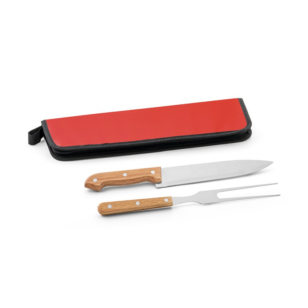 CUBAT. Kit churrasco em estojo em 210D com 2 utensílios em aço inox e madeira seringueira - Imagem 3