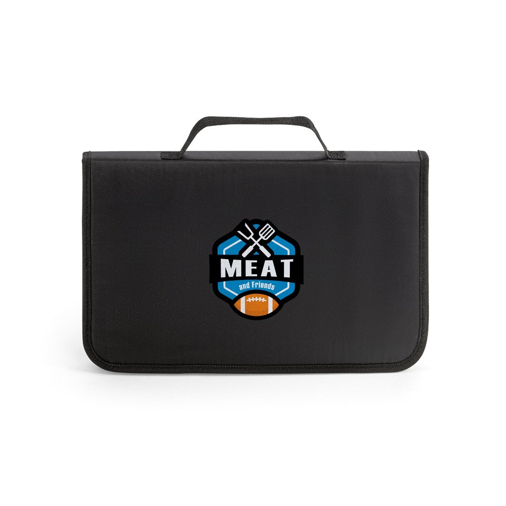 BOTALY. Kit churrasco em estojo de nylon 210D com tábua em PP e 5 utensílios em aço inox e PP - Imagem 4